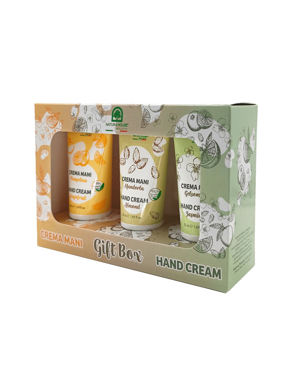 GIFT BOX TRIS Moisturizing and Nourishing HAND CREAMS - Jasmine, Almond, Grapefruit