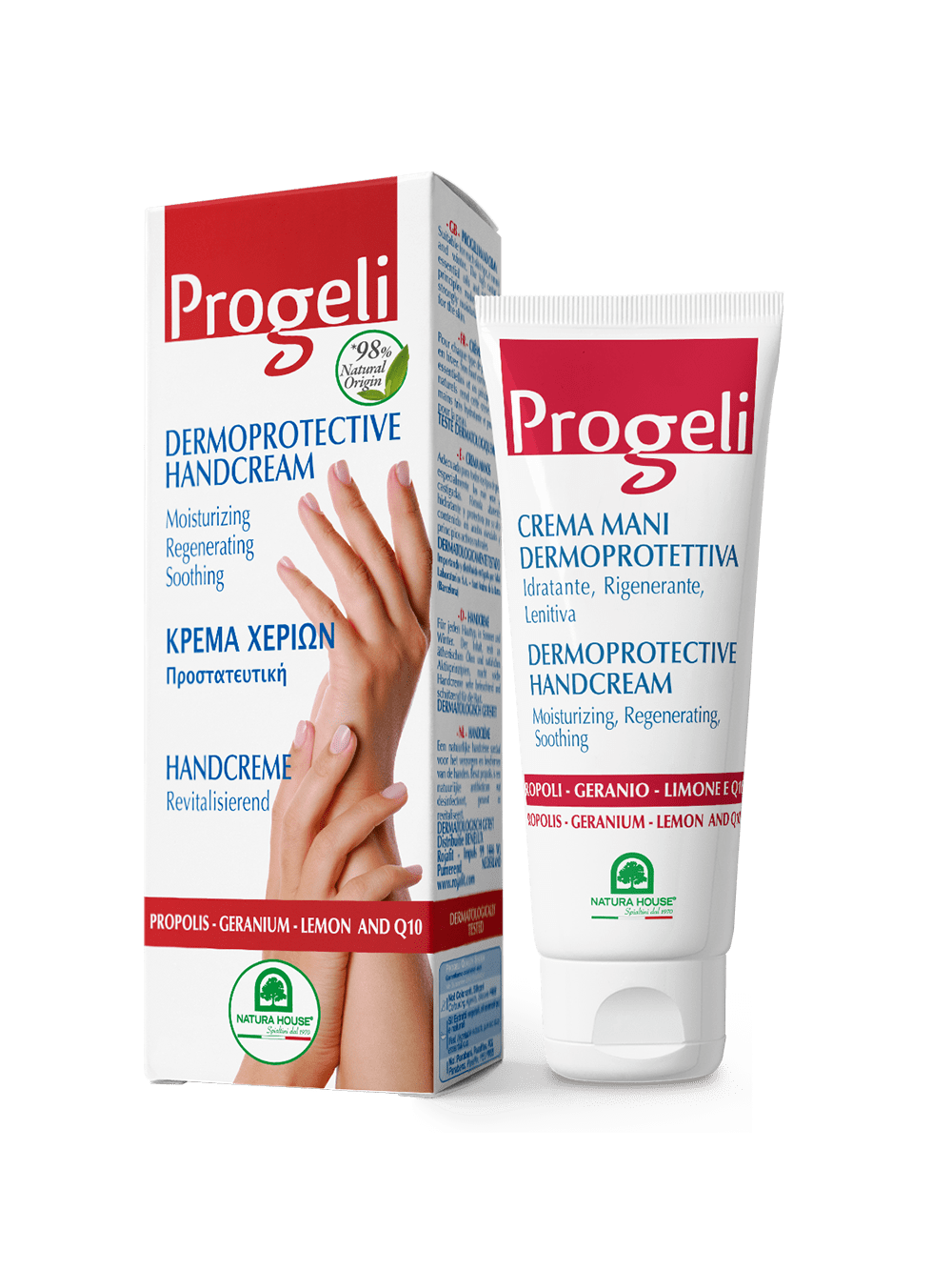 PROGELI HAND CREAM with Coenzyme Q10 - Dermoprotective Moisturizing Regenerating Soothing