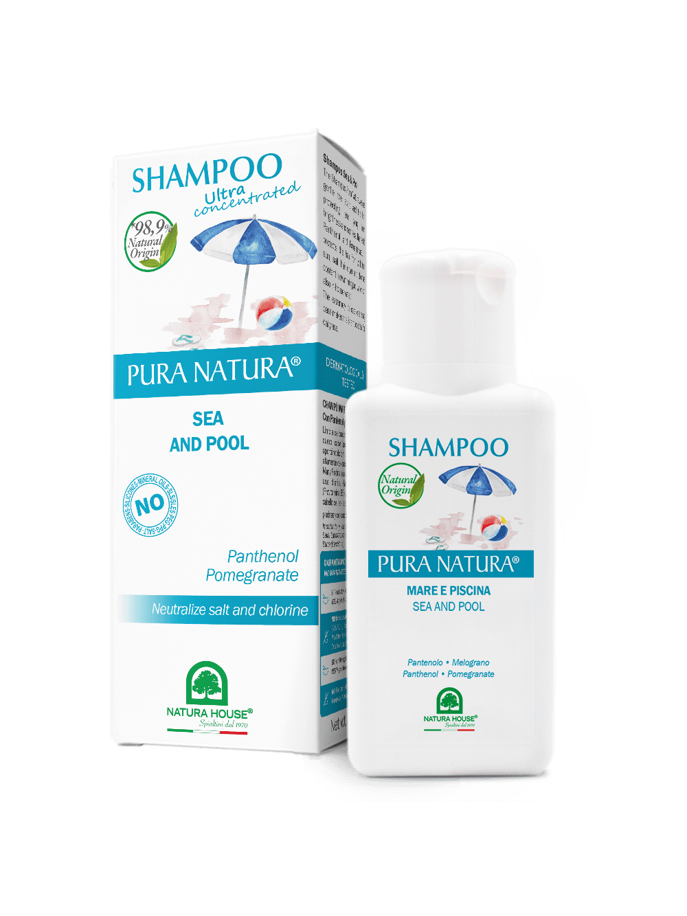 SHAMPOO MARE e PISCINA con PANTENOLO Neutralizza Salsedine e Cloro - Super delicato, lavaggi giornalieri