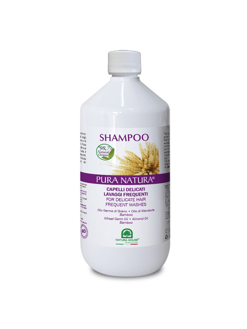 SHAMPOO CAPELLI DELICATI ANCHE PER BAMBINI con Olio di Germe di Grano e Mandorle, Bamboo