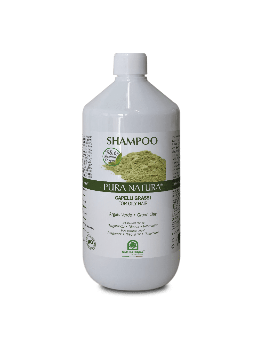 SHAMPOO CAPELLI GRASSI con Argilla Verde - Rimineralizzante Combatte la flora batterica