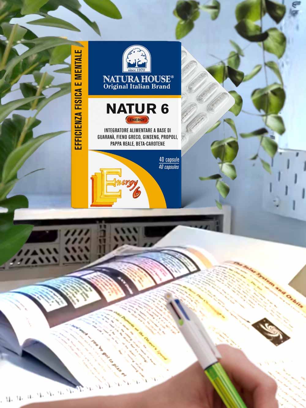 NATUR 6 ENERGY Efficienza Fisica e Mentale - Guaranà, Fieno Greco, Ginseng, Propoli, Pappa Reale