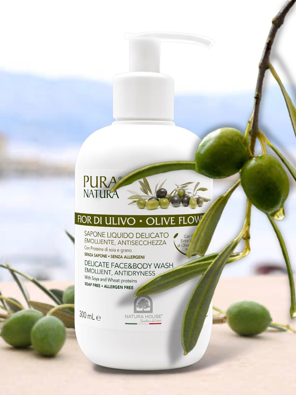 OLIVE FLOWER FACE & BODY WASH  Delicate, Emollient and Antidryness