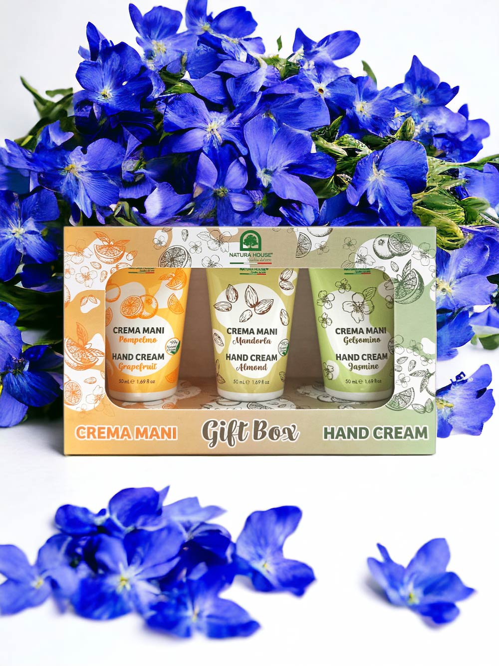 GIFT BOX TRIS Moisturizing and Nourishing HAND CREAMS - Jasmine, Almond, Grapefruit