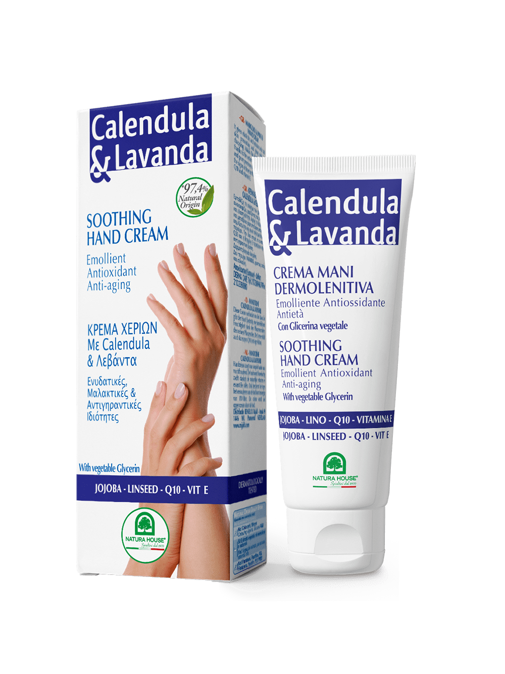 CALENDULA &amp; LAVANDA CREMA MANI con Coenzima Q10 - Dermo Lenitiva Idratante Emolliente Antiossidante Antietà