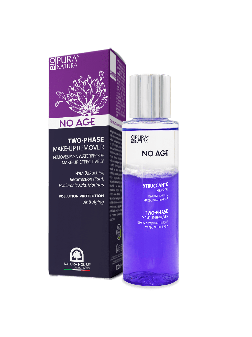 NO AGE BIO BIPHASIC MAKE-UP REMOVER CLEANSER - Protection from Pollution - Also removes Waterproof Make Up