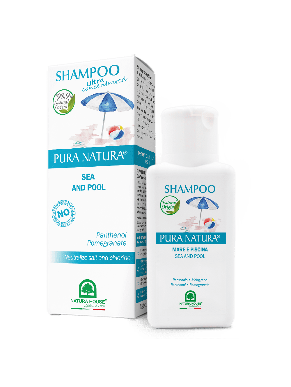 SHAMPOO MARE e PISCINA con PANTENOLO  Neutralizza Salsedine e Cloro - Super delicato, lavaggi giornalieri