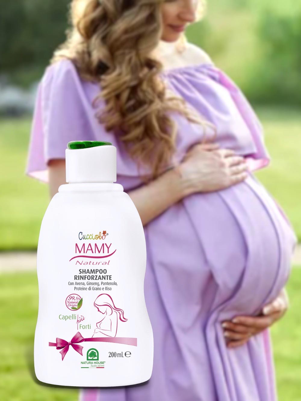 CUCCIOLO Mamy Natural SHAMPOO  RINFORZANTE Contrasta la tendenza alla caduta dei capelli in Gravidanza e Post Parto